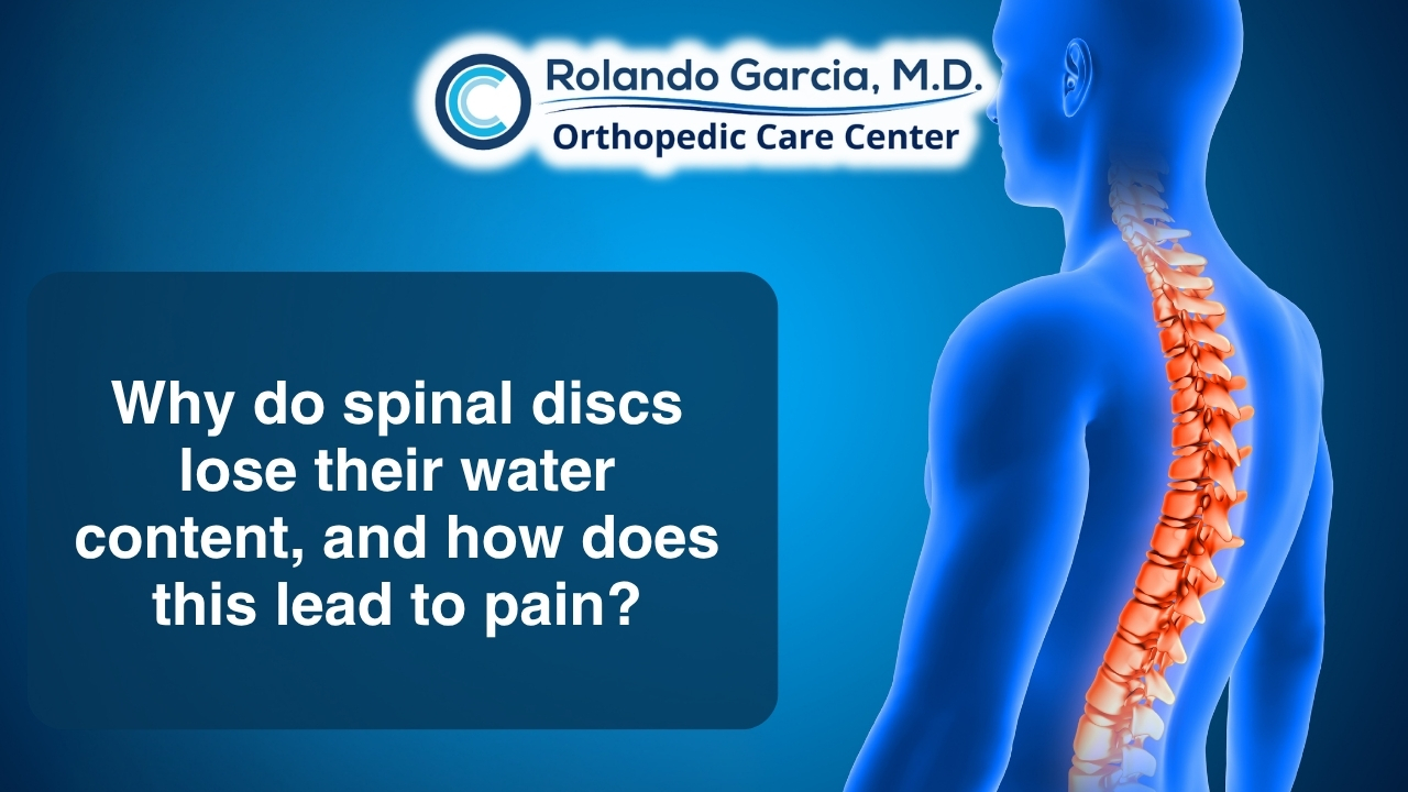 Why do spinal discs lose their water content, and how does this lead to pain?